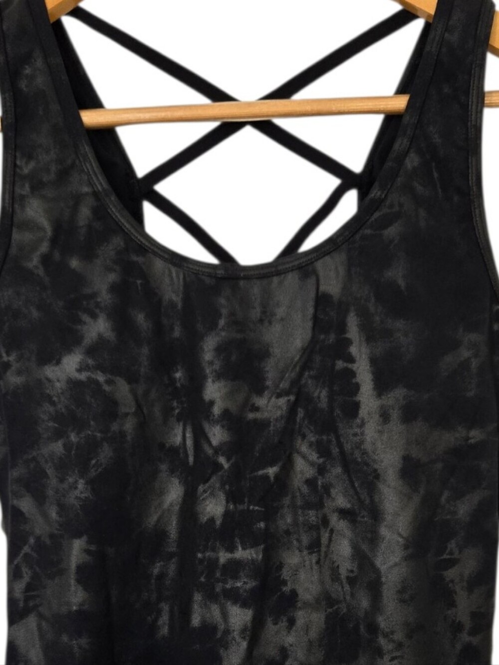 Mono B Black Tie Dye Strappy Back Activewear Romper Medium - Picture 4 of 4